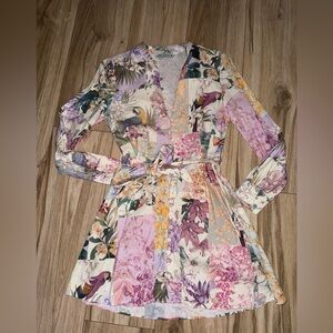 Zara Floral Linen Long Sleeve Dress